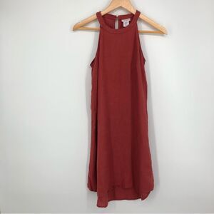 Sigrid Olsen 100% Linen‎ Dress Womens XS Sleeveless Red Clay Loose Fit Beachy